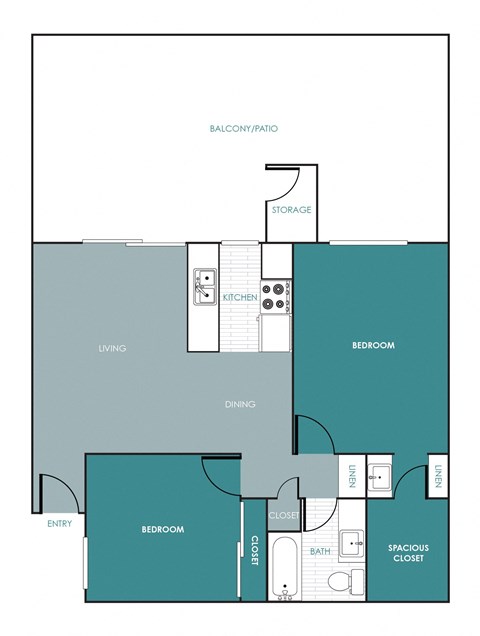 a blueprint of a floor plan of a blue and green floor plan with roommates
